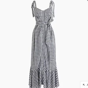 Gingham button-front midi dress with ruffle hem